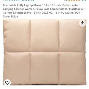 Amazon Puffy Laptop Sleeve for Women in Beige